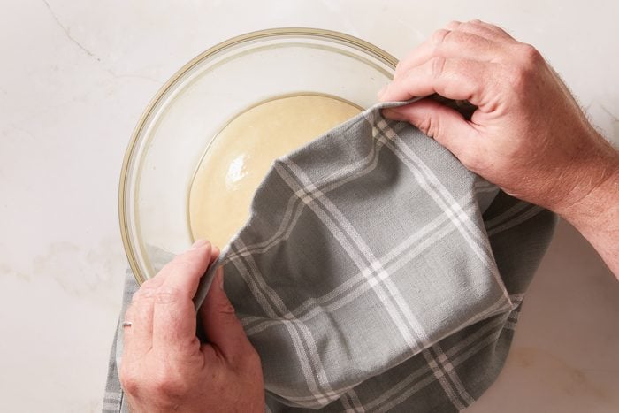 covering bowl with kitchen towel